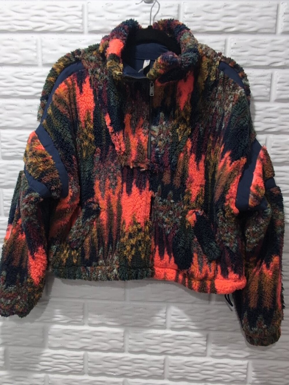 Free People Movement Hit The Slopes Printed Pullover | Size XS Sherpa 1/4 Zip